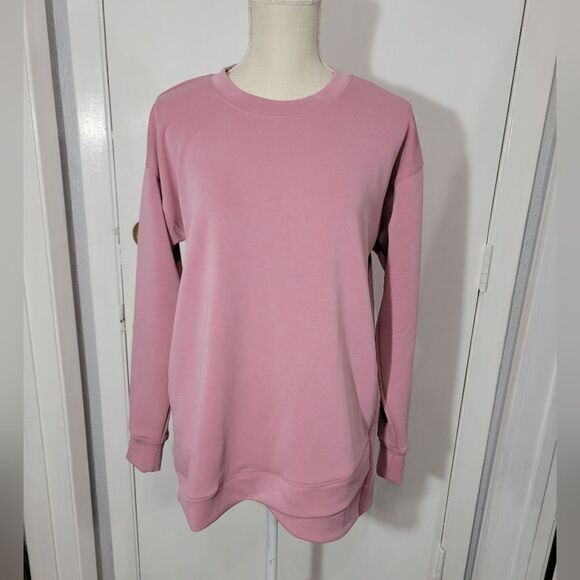 Sage bottom crossover hem pullover tunic/sweatshirt - Picture 3 of 12